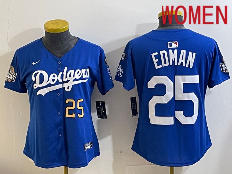 Women Los Angeles Dodgers #25 Edman Blue Game 2024 Nike MLB Jersey style 11218->women mlb jersey->Women Jersey